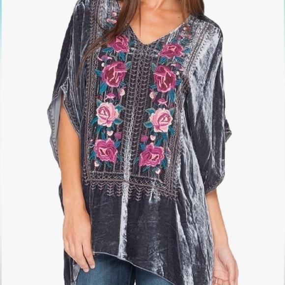 Johnny Was  Tilda Velvet V-Neck PonchoTunic “Storm Grey” NWT oversized - Picture 9 of 13